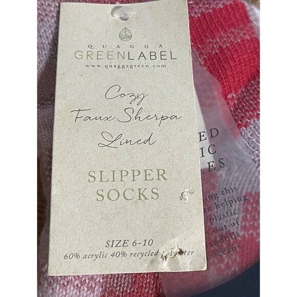 Quagga Green Label Faux Sherpa Lined Slipper Socks Womens One Size - Picture 3 of 5